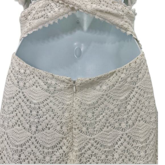 Guess White Lace Crochet Back Cut Out Criss Cross Alameda Mini Dress size 8 - Picture 8 of 12